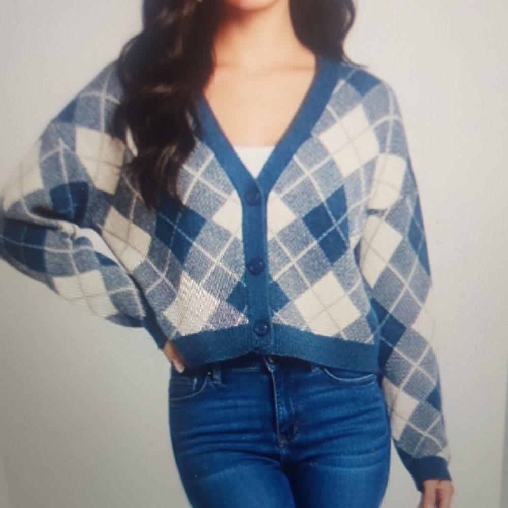 FRESHMAN 1996 Argyle Women's Cardigan Size S